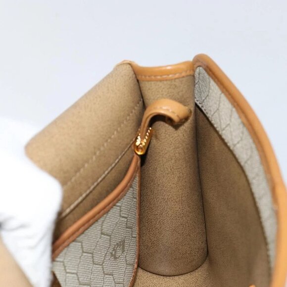 Christian Dior Honeycomb Canvas Shoulder Bag PVC Leather Beige Gold Auth BA7080 - Picture 11 of 16